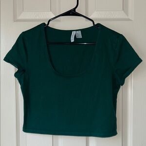 Divided Green Fitted Crop T-Shirt